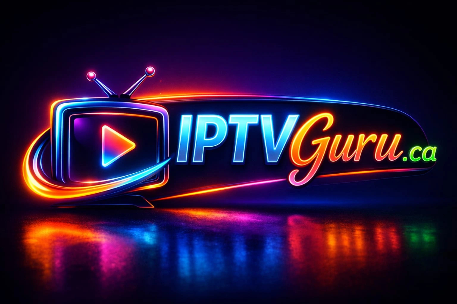 Official neon logo of IPTV Guru Canada - Premium IPTV streaming service provider.